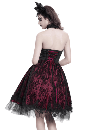 Elegant Gothic Tulle Dress with Lace and Bone Motif